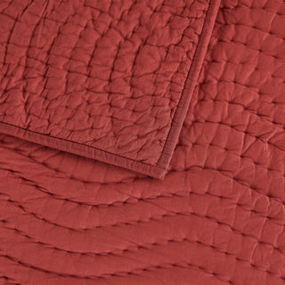 Burgundy Voile Hand Stitched Quilt Detail | Duman Home