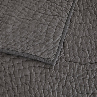 Charcoal Voile Hand Stitched Quilt Detail | Duman Home