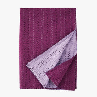 Hand Stitched Reversible Violet Kantha Throws| Duman Home