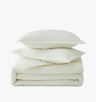 Signature Hemstitch Organic Duvet Cover Set Ivory Color | Duman Home