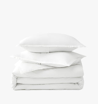 Signature Hemstitch Organic Duvet Cover Set White Color | Duman Home