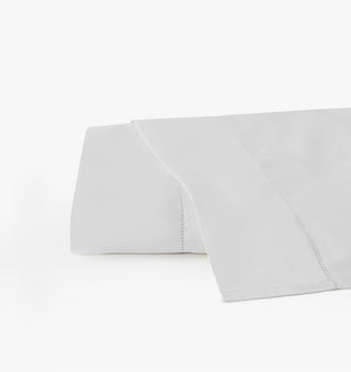 Signature Hemstitch Organic Top Sheet White Detail | Duman Home