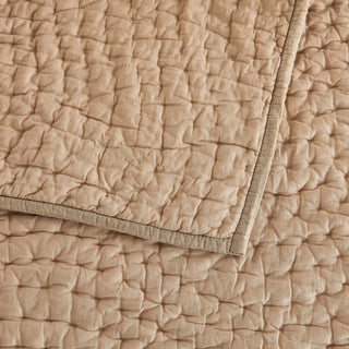 Taupe Voile Hand Stitched Quilt Detail | Duman Home