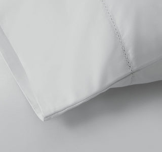 Signature Hemstitch Organic Pillowcase Set Tin Detail | Duman Home