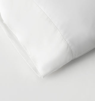 Signature Hemstitch Organic Pillowcase Set White Detail | Duman Home